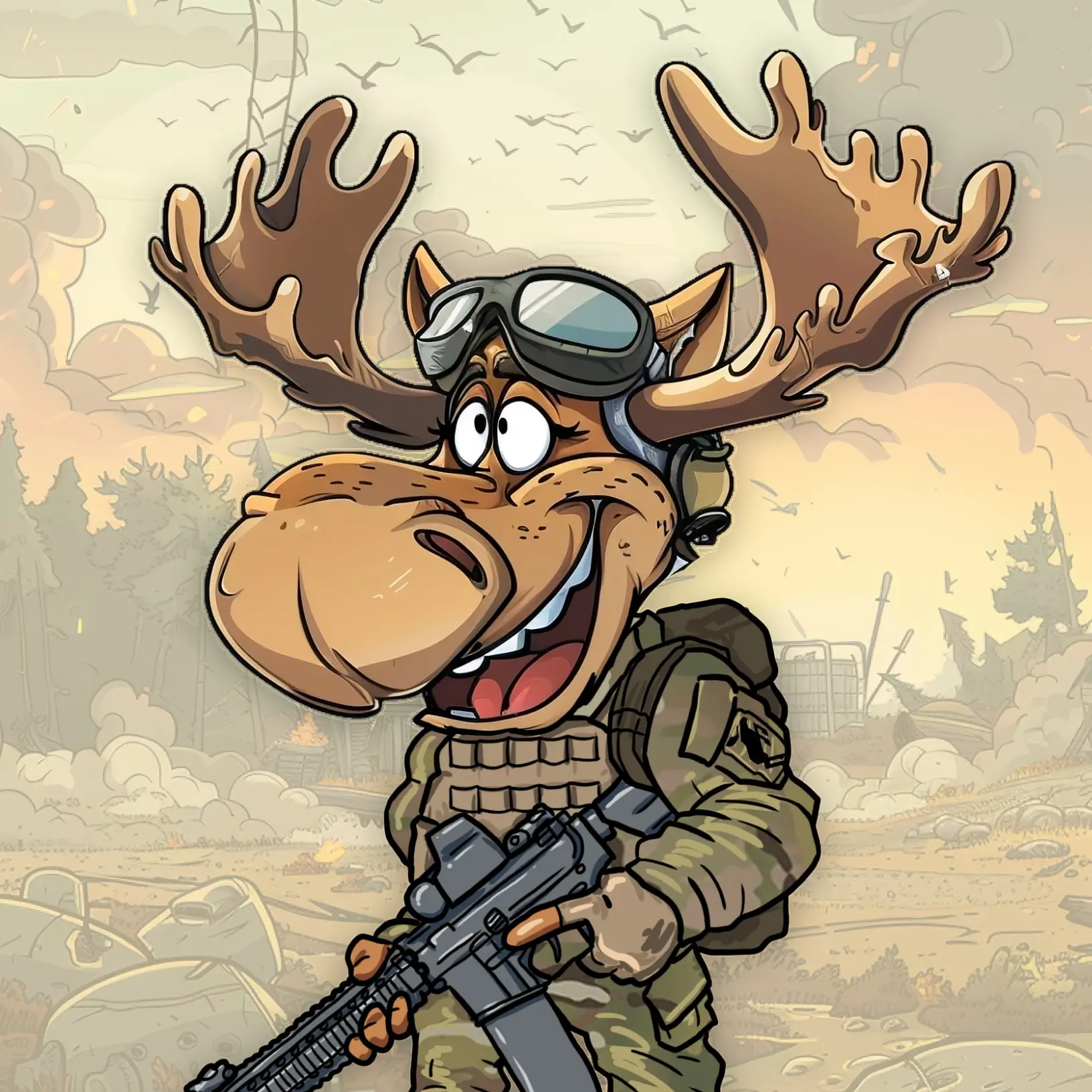 Moosak ve fotokoutku s výzbrojí