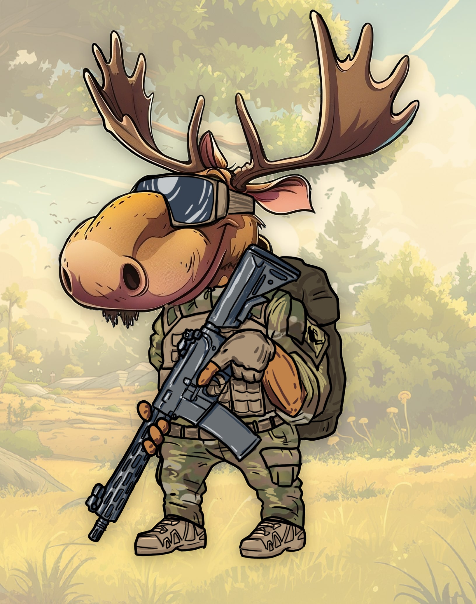 Moosák s airsoftovou zbraní.